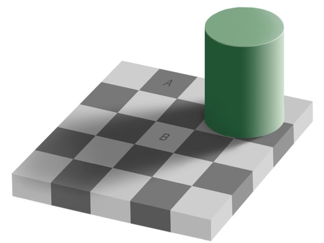 Which square is darker? 